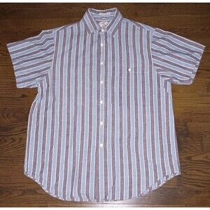 Weekends Only Shirt Mens Medium 80s 90s Black Blue Short Sleeve Button Front